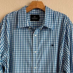 Scotch & Soda Button Down Shirt Men’s XXL Cotton Blend Blue Gingham Check Prep